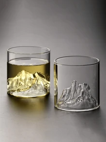 1 PC, Mountain Whiskey Glass(Without Spoon), Rocks Glass, Old Fashioned Glass, Cocktail Glass, Bourbon Glass, Unique Design, Heavy Base, Stylish Drinkware, For Home Bar, Birthday Gift, Father's Day Present, For Men, Husband, Boyfriend - Multicolor - View 7