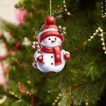 4pcs Cute Christmas Snowman Hanging Decorations, Christmas, New Year, Christmas Tree, Valentine's Day, Wedding, Celebration Acrylic Ornament, 2D Flat Acrylic Pendant
