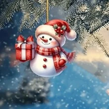 4pcs Cute Christmas Snowman Hanging Decorations, Christmas, New Year, Christmas Tree, Valentine's Day, Wedding, Celebration Acrylic Ornament, 2D Flat Acrylic Pendant