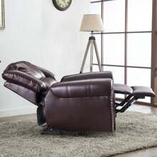 Vintage Old Rivet Decoration Leather Manual Sofa Chair Recliner Holiday Gift For The Elderly - 酒紅色 - 查看 3