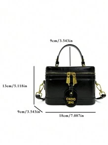 Livesso New Fashion Classic Candy Color Letter Graphic Decor Camera Bag, Adjustable Crossbody Shoulder Bag, Woven Pattern Square Bag, Suitable For Young Girls, College Students, Beginners, Office Ladies For Shopping, Office, University, Work, Business And Commuting - Black - View 11