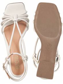 Casual Sandal High Heel Block Straps Knot Detail Comfortable Cheap Promotion Original GiGiL - 白色 - 查看 4