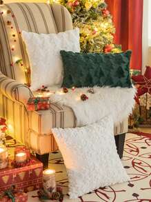 1 vỏ gối trang trí Giáng sinh, thêu cây thông Noel, đệm ghế sofa, dùng trang trí phòng ngủ và phòng khách - Đỏ - Xem 5