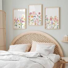 3 bức tranh màu nước hoa lá, tranh nghệ thuật cánh đồng hoa dại, tranh in hình thực vật nhiều màu sắc, tranh canvas, trang trí nhà cửa cho phòng khách, phòng ngủ, quà tặng sinh nhật và tốt nghiệp. - Nhiều màu - Xem 7