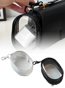 1 件便携式迷你透明拉链收纳袋钥匙扣，多功能收纳袋钥匙吊坠，带钥匙扣的耳机和充电器盒，透明旅行配件，旅行收纳袋，化妆包，化妆包，度假收纳袋，大容量化妆品收纳盒化妆盒，适用于口红、刷子、护肤品、手机、硬币、小物品，适用于家庭、礼物、度假和节日万圣节圣诞节多功能用途 - 彩色 - 查看 10