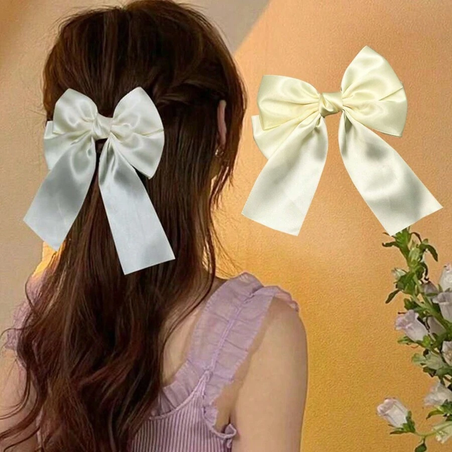 Kẹp tóc nơ ruy băng hai lớp, Kẹp tóc nơ, Kẹp tóc nơ lớn Boho, Kẹp tóc nơ vịt satin, Kẹp tóc nơ satin dài thanh lịch, Kẹp tóc nơ ruy băng satin cao cấp, Phụ kiện tóc đa năng, Kẹp tóc, Thích hợp cho phụ nữ và trẻ em gái sử dụng hàng ngày, tiệc tùng, ngày lễ, trang trí ngoài trời, quà tặng lý tưởng, tạo kiểu và phụ kiện hoàn hảo, Thích hợp cho Giáng sinh, năm mới - Nhiều màu - Xem 1