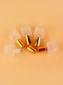 2pcs|3pcs|5pcs|10pcs|20pcs Set Of Square Frosted 6ml Refillable Glass Roll-On Bottles For Cosmetic Water, Portable Mini Essential Oil & Perfume Containers