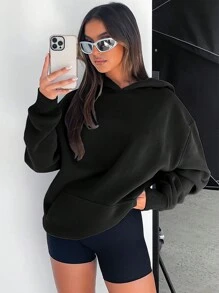 Women Essential Drop Shoulder Oversized Hoodie Fall & Winter, Unisex