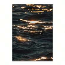 1 件蓝棕色闪光海面风景海报印刷墙面艺术画帆布画客厅家居装饰礼物无框 - 彩色 - 查看 18