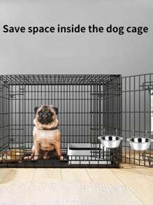 1pc Elevated Dog Lover And Dog Mom Love Food Bowl Water Bowl For Cage, Stainless Steel Hanging Dog Lover And Dog Mom Love Bowl With Clamp Holder, Cat/Dog Lover Gift And Dog/Cat Mom Love Pet Crate Feeder Basin For Neck Protection