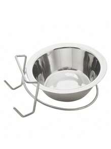 1pc Elevated Dog Lover And Dog Mom Love Food Bowl Water Bowl For Cage, Stainless Steel Hanging Dog Lover And Dog Mom Love Bowl With Clamp Holder, Cat/Dog Lover Gift And Dog/Cat Mom Love Pet Crate Feeder Basin For Neck Protection