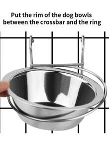 1pc Elevated Dog Lover And Dog Mom Love Food Bowl Water Bowl For Cage, Stainless Steel Hanging Dog Lover And Dog Mom Love Bowl With Clamp Holder, Cat/Dog Lover Gift And Dog/Cat Mom Love Pet Crate Feeder Basin For Neck Protection