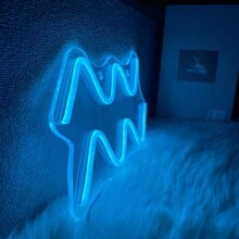 Biển hiệu đèn Neon sóng cho phòng ngủ màu xanh băng, đèn Neon sóng nghệ thuật trang trí tường Biển hiệu đèn Neon sóng cho trang trí tường phòng khách phòng ngủ văn phòng quán bar tiệc sinh nhật Giáng sinh, nguồn điện USB 5V. - Ánh sáng màu xanh - Xem 2