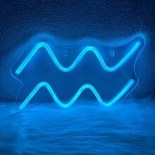 Biển hiệu đèn Neon sóng cho phòng ngủ màu xanh băng, đèn Neon sóng nghệ thuật trang trí tường Biển hiệu đèn Neon sóng cho trang trí tường phòng khách phòng ngủ văn phòng quán bar tiệc sinh nhật Giáng sinh, nguồn điện USB 5V. - Ánh sáng màu xanh - Xem 5