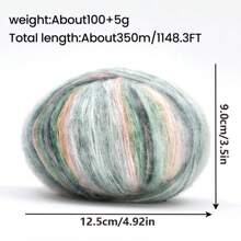 Large Clouds, A Ball Of 100 Grams, Length 350 Meters, Gradient Wool Mohai, Rainbow Segment Dyed Medium Thick Thread, DIY Hand-Woven Wool, Hook Scarf, Clothes And Hats