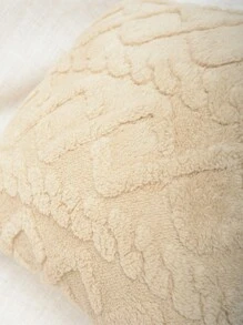 1 件家居装饰豪华系列超柔软簇绒装饰方形抱枕套靠垫套适用于沙发或床 - 米色 - 查看 4