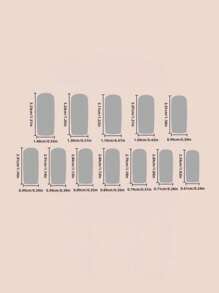 24 件黑灰色不对称条纹长棺材形状按压指甲，汗水哥特风格，适合所有女性日常佩戴 - 彩色 - 查看 6