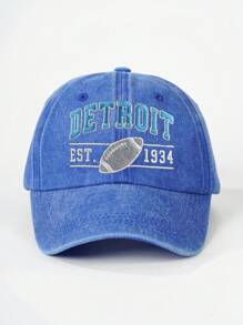 1pc Women Detroit Embroider Baseball Cap, Adjustable Casual Outdoor Sun Hat For Spring/Autumn Travel Beach Holiday, Men's Y2K Style Cap