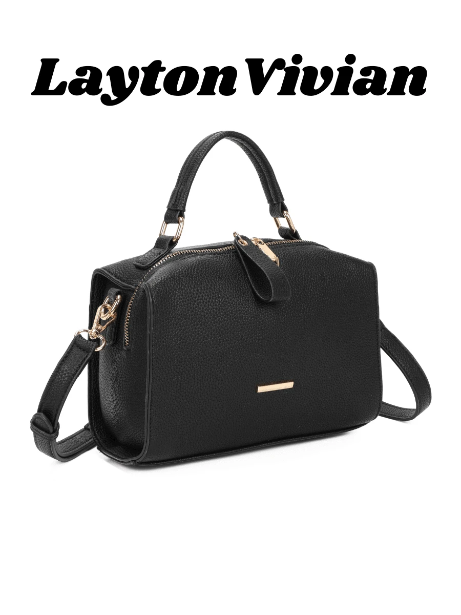 LaytonVivian Women's Square Crossbody Bag With Simple Minimalist Side Handle - màu đen - Xem 1