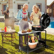 110*45*110cm Portable Charcoal Grill With Wheels And Sidetable, Large BBQ Smoker With Adjustable Vents On Lid For Outdoor Party Camping Picnic - Black - View 6