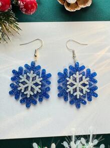 1 对时尚亚克力经典圣诞雪花设计女士耳环，圣诞珠宝 - 雪花 - 查看 12