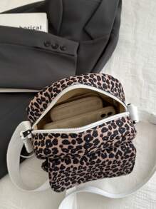 迷你纯色刺绣豹纹软灯芯绒斜挎包带拉链、手机和钱包单肩包女士手机袋套 - 彩色 - 查看 8