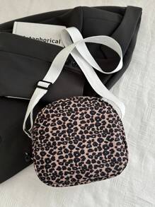 迷你纯色刺绣豹纹软灯芯绒斜挎包带拉链、手机和钱包单肩包女士手机袋套 - 彩色 - 查看 7