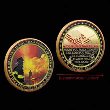 1 枚消防员剪影纪念币，派对礼物，适合收藏 - 金色 - 查看 2
