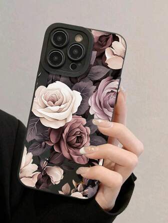 1 件玫瑰花瞳肤感防摔 TPU 保护壳适用于 17 Air、17 Pro Max、16 Pro Max、16 Pro、16、15 Pro Max、14 Pro Max / Galaxy S25 Ultra、SAM A55 / Honor X6A、X7B、X8B