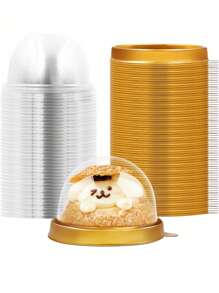 50 gói hộp đựng bánh mini bằng nhựa trong suốt có nắp vòm, hộp đựng bánh cupcake mini bằng nhựa, hộp đựng bánh trung thu đựng bánh quy sô cô la riêng lẻ, bánh phô mai và các món tráng miệng nhỏ khác, - Nhiều màu - Xem 6