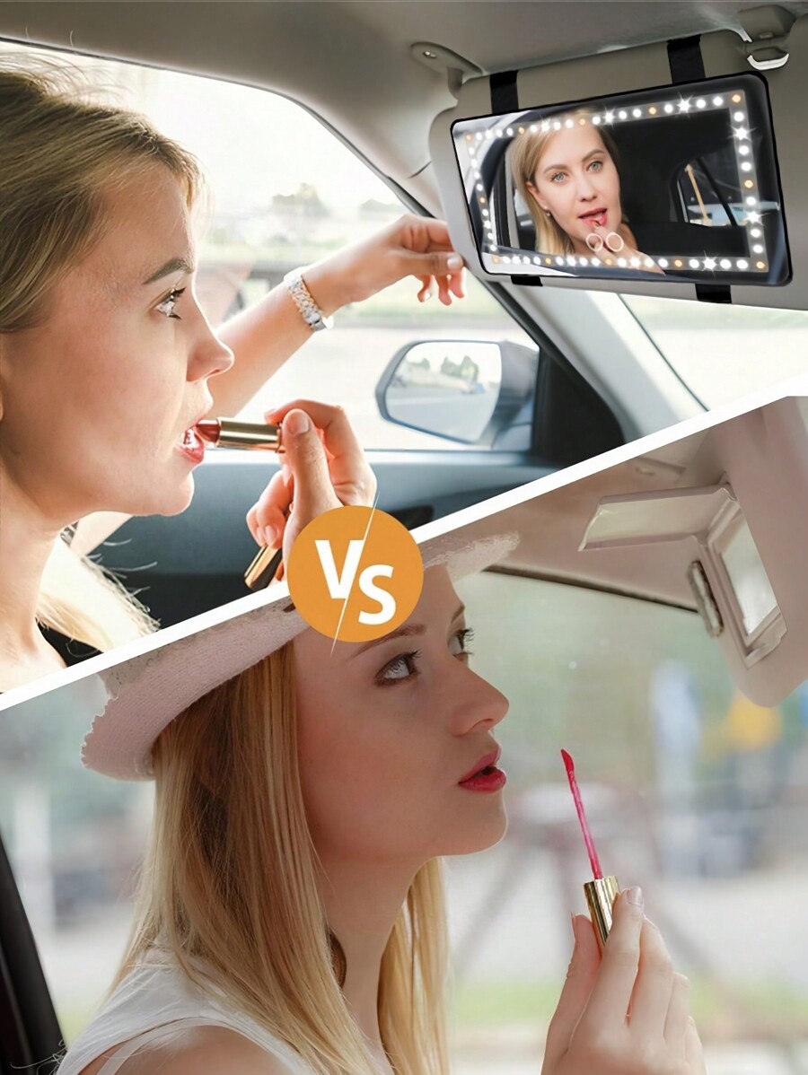 Car Sun Visor Vanity Mirror, Rechargeable Led Light Car Visor Mirror