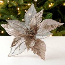 圣诞装饰人造网花，适合 DIY 圣诞树装饰 - 香檳色 - 查看 2