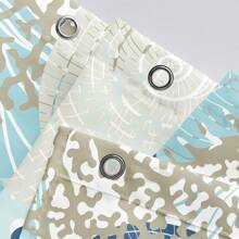 1 件贝壳、海星和珊瑚图案防水防霉浴帘，海洋主题浴室窗帘，现代简约设计，180x180cm，包括 12 个浴钩 - 藍色 - 查看 5