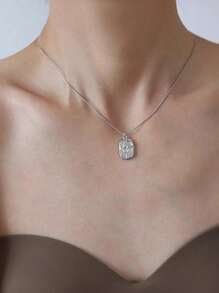 1 件浮雕郁金香项链女士不锈钢锁骨链情侣礼物 - 金黃色 - 查看 7