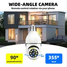 1 个 8MP 5MP 高清 1080P，双频 2.4G+5GWIFI 和 2.4GWIFI 可选配置高清 E27 灯泡底座摄像机室外室内安全摄像机、无线 WIFI 摄像机、安全监控摄像机、IP 摄像机、PTZ 摄像机 - 白色 - 查看 2