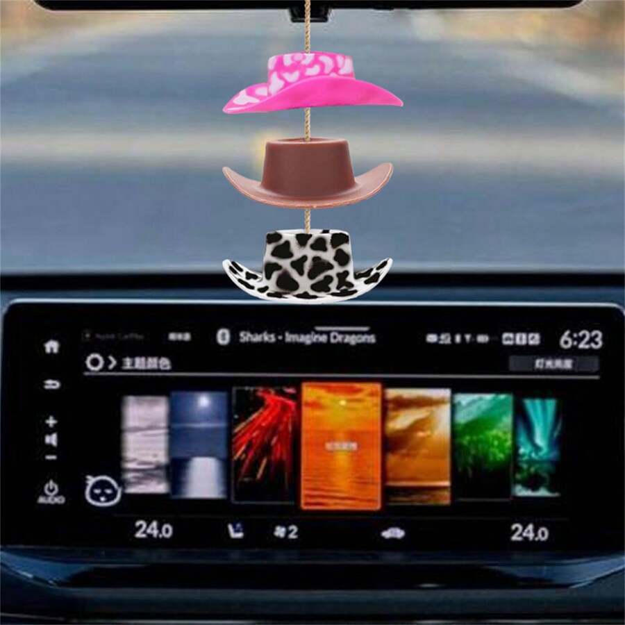 1 Piece Vintage Hat Rear View Mirror Hanging Charms Plastic Car