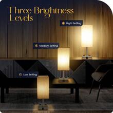 Bedside Lamp With USB Ports - Touch Control Table Lamp For Bedroom With USB C+A Charging Ports & AC Outlets, 3 Way Dimmable Nightstand Light For Living Room (LED Bulb Included, Chrome)