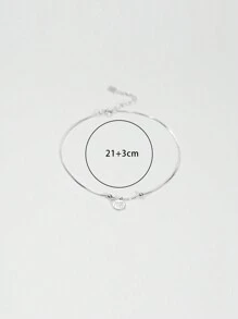 1 件 925 纯银汉字吉祥脚链，配小珠式蛇骨脚链和脚环。个性化创意设计适合女性在日常宴会和海滩佩戴 - 銀色 - 查看 7