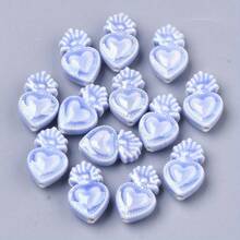 10 hạt cườm hình trái tim bằng sứ thủ công rực rỡ - Tráng men sáng, nhiều màu sắc, phong cách Boho, hạt rời dùng để làm đồ trang sức, thủ công và phụ kiện DIY - Hoàn hảo cho các dự án sáng tạo - Trái tim ngọn lửa gốm - Xem 7