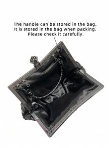 1pc Emerald Green Rose Floral Embroidery Beaded Sequin Rhinestone Vine Handle Decor 1920s Vintage Glamorous Elegant Evening Clutch Bag, Suitable For Women's New Year Green Party/Wedding/Formal Dress, Prom Ball, Mother's Day, Teacher's Day Gift