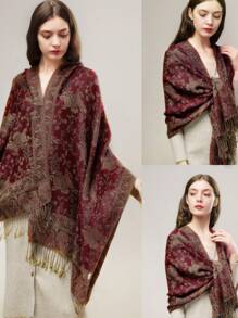 1pc Paisley Pattern Tassel Detail Scarf Shawl - A - View 3