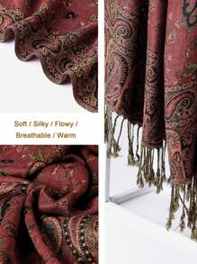 1pc Paisley Pattern Tassel Detail Scarf Shawl - A - View 8