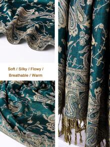 1pc Paisley Pattern Tassel Detail Scarf Shawl - A - View 7