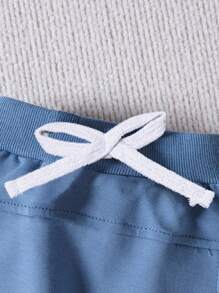 Baby Boys' Letter Embroidered Toweling Sweatshirt And Pants Casual Outfits For Autumn And Winter