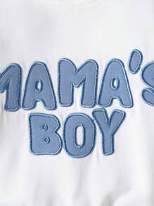 Baby Boys' Letter Embroidered Toweling Sweatshirt And Pants Casual Outfits For Autumn And Winter