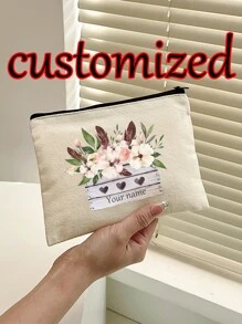 1 件定制独特时尚简约字母设计轻便包，可容纳手机、化妆品、零钱包，方便外出，可爱字母印花 - 米色 - 查看 10