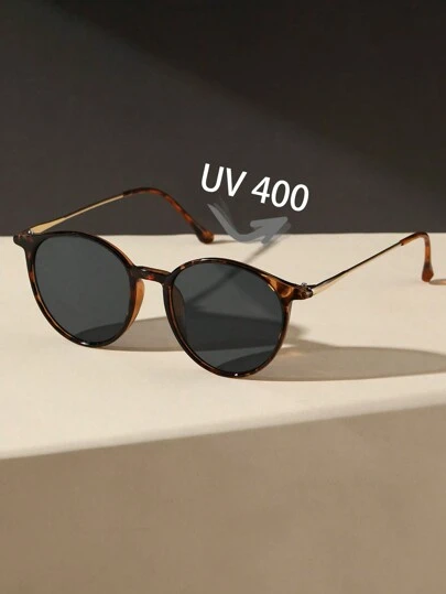 1 Pair Women's Retro Round UV Protection Sunglasses, Ideal For Music Festivals, Beaches And Other Occasions, Suitable For Pairing With Sweaters, Jeans, Sweatpants, Hoodies, Jackets, Dresses And Long-Sleeved Shirts, Fashionable And Versatile, Elegant And Suitable For Family Outings, Travel Vacations, Summer Beach Vacations, Outdoor Activities And More.