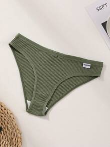 7pcs Women's 100% Cotton Seamless V-Waist Triangle Panties, Ribbed Solid Color Comfortable Breathable Underwear - Multicolor - View 6
