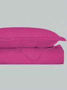 3-Piece Bedspread Quilt Kit Complete Box Bed Ultrasonic Butterfly Quilted - 玫紅色 - 查看 4
