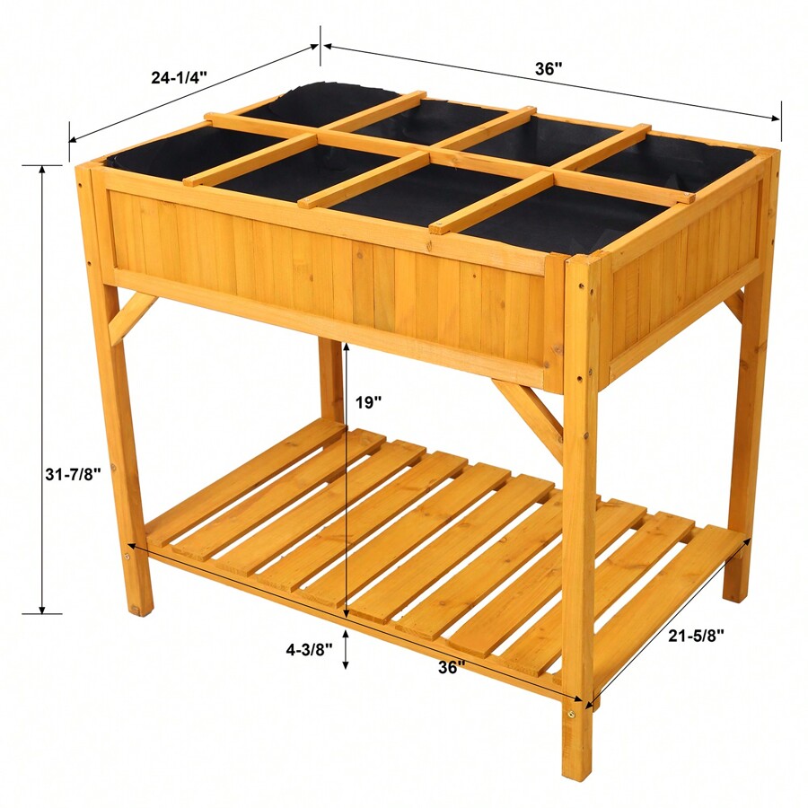 Raised Garden Bed With Legs, Wooden Elevated Planter Box With 8 Grids